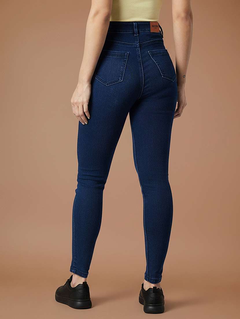 women solid high rise skinny jeans - 22385234 -  Standard Image - 3