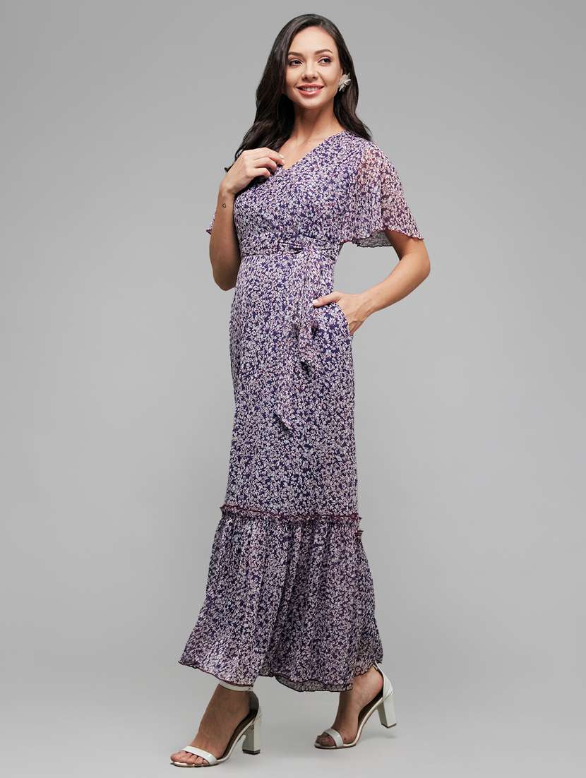 women floral print flared sleeve fit & flare dress - 22385285 -  Standard Image - 3