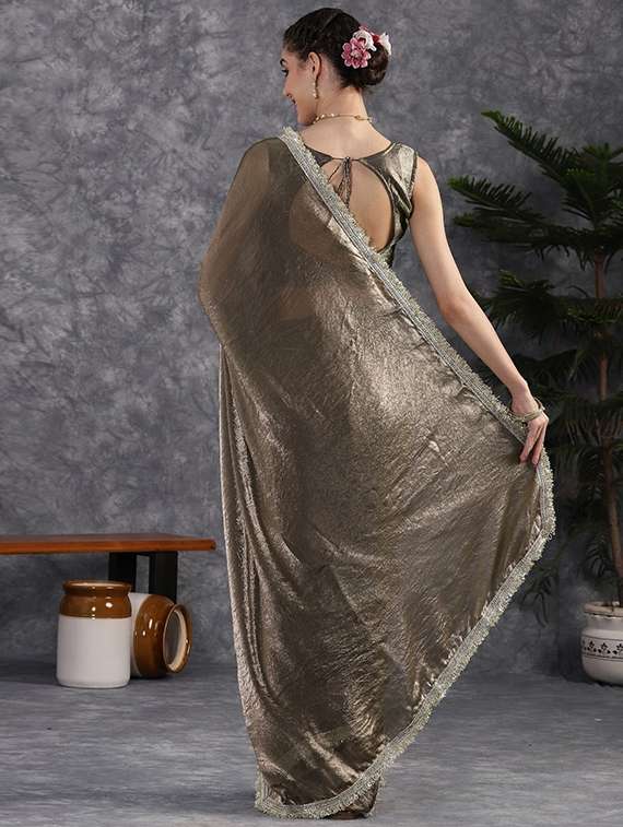 women solid with bordered saree with blouse - 22385348 -  Standard Image - 3