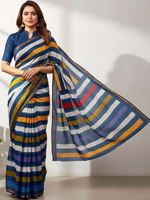 women printed casual wear saree with blouse