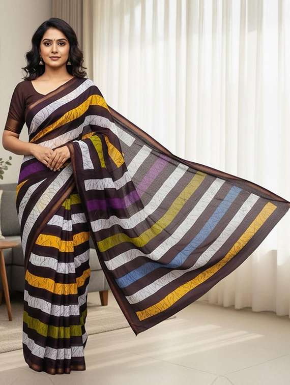 women printed casual wear saree with blouse