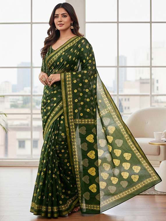 women printed casual wear saree with blouse