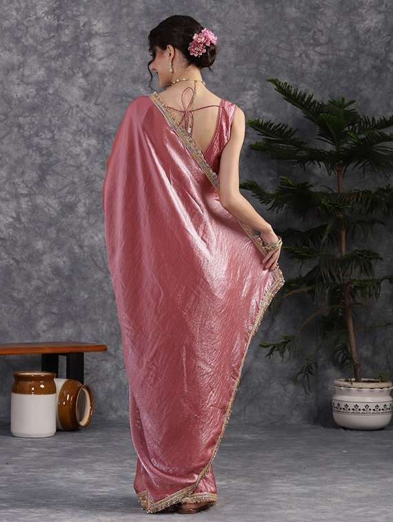 women solid with bordered saree with blouse - 22385377 -  Standard Image - 3