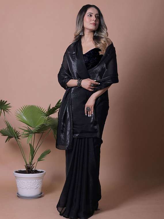 women solid plain saree with blouse