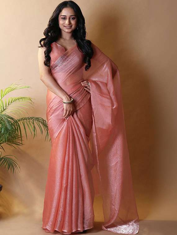 women solid plain saree with blouse
