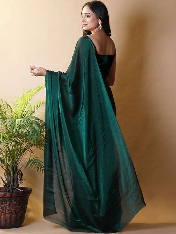women solid plain saree with blouse - 22385402 -  Standard Image - 3