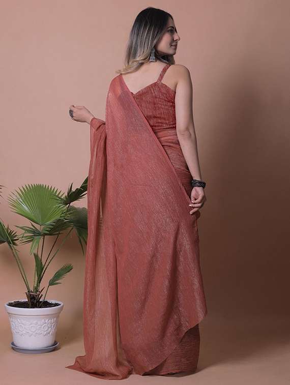 women solid plain saree with blouse - 22385403 -  Standard Image - 3