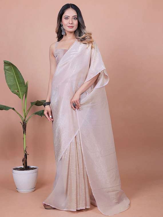 women solid plain saree with blouse