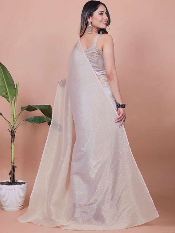 women solid plain saree with blouse - 22385413 -  Standard Image - 3