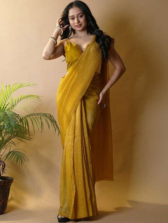 women solid plain saree with blouse