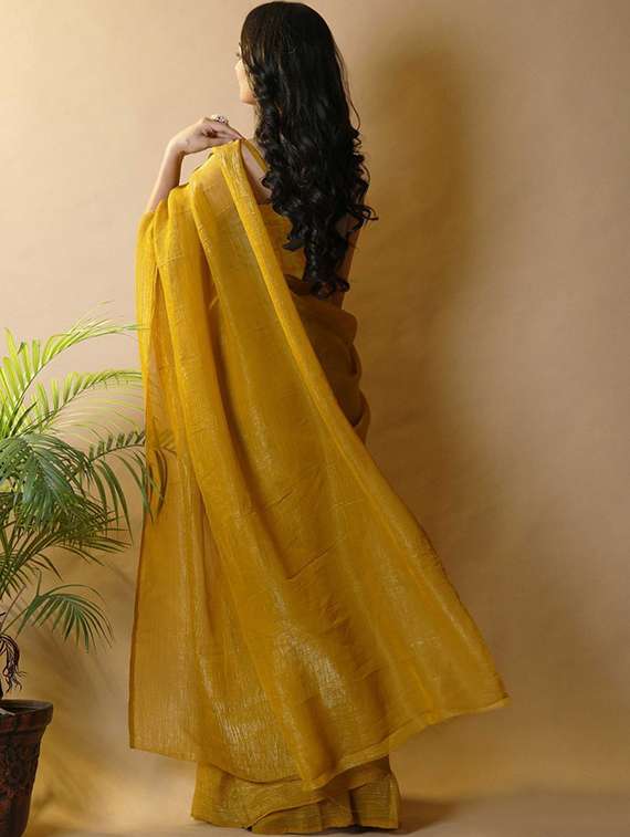 women solid plain saree with blouse - 22385414 -  Standard Image - 3