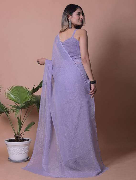 women solid plain saree with blouse - 22385417 -  Standard Image - 3