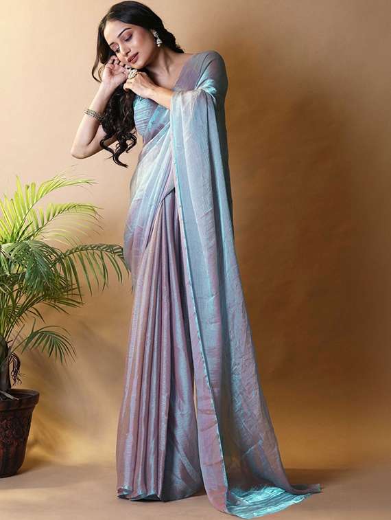 women solid plain saree with blouse