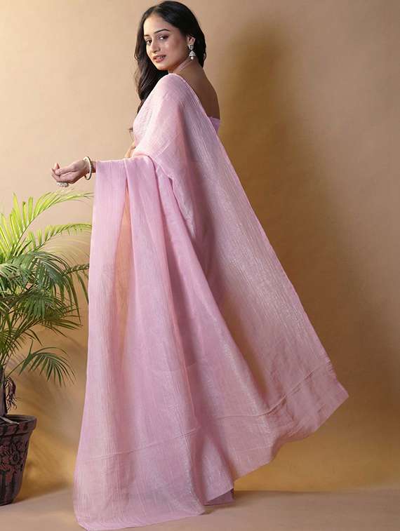 women solid plain saree with blouse - 22385430 -  Standard Image - 3