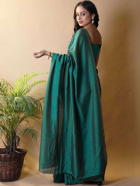 women solid plain saree with blouse - 22385436 -  Standard Image - 3