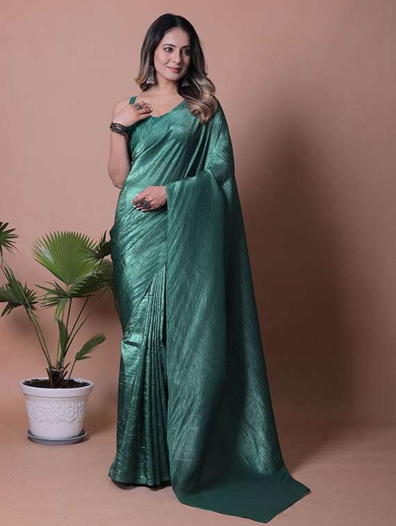 women solid plain saree with blouse