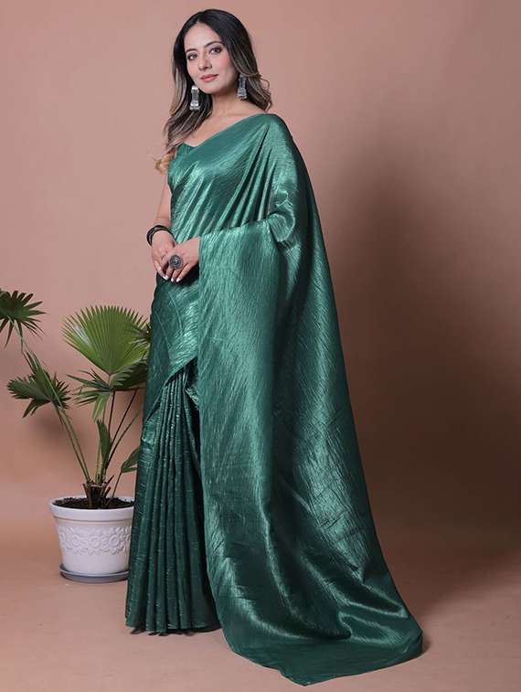 women solid plain saree with blouse - 22385445 -  Standard Image - 3