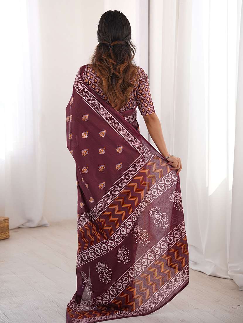 women printed casual wear saree with blouse - 22385448 -  Standard Image - 3