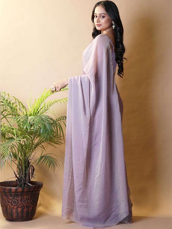 women solid plain saree with blouse - 22385458 -  Standard Image - 3