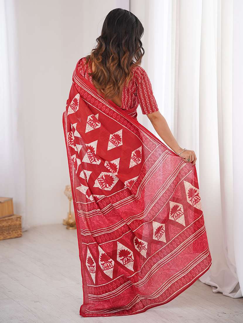 women printed casual wear saree with blouse - 22385462 -  Standard Image - 3