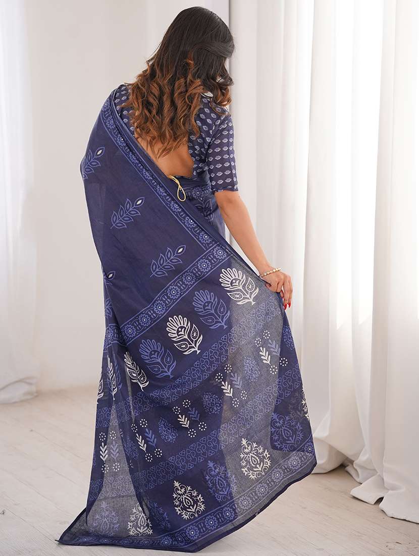 women printed casual wear saree with blouse - 22385464 -  Standard Image - 3