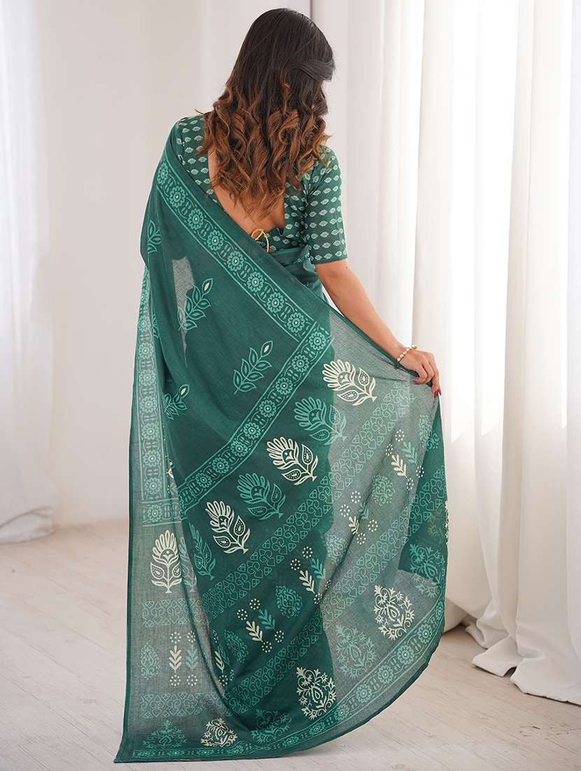 women printed casual wear saree with blouse - 22385466 -  Standard Image - 3