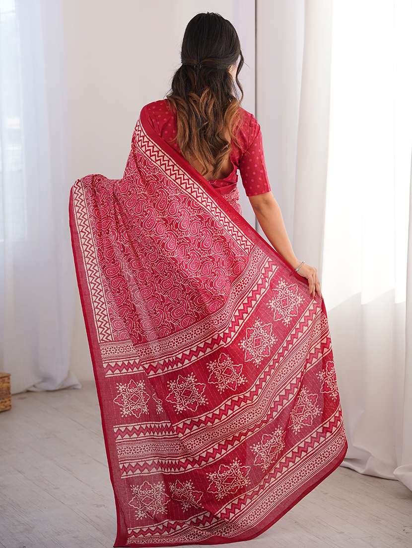 women printed casual wear saree with blouse - 22385477 -  Standard Image - 3