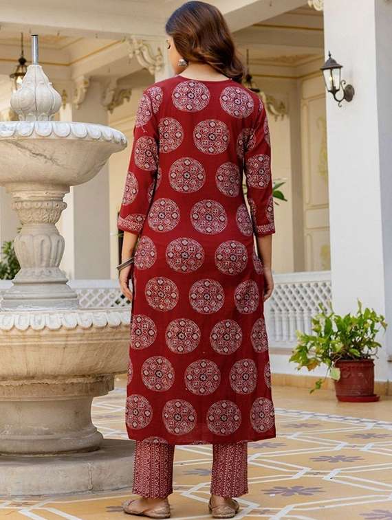 women printed three quarter sleeve kurta pant with dupatta set - 22385503 -  Standard Image - 3