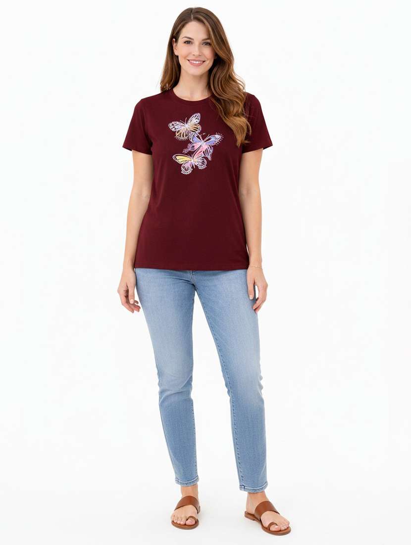 Women Printed Short Sleeve T-shirt - 22385580 -  Standard Image - 3