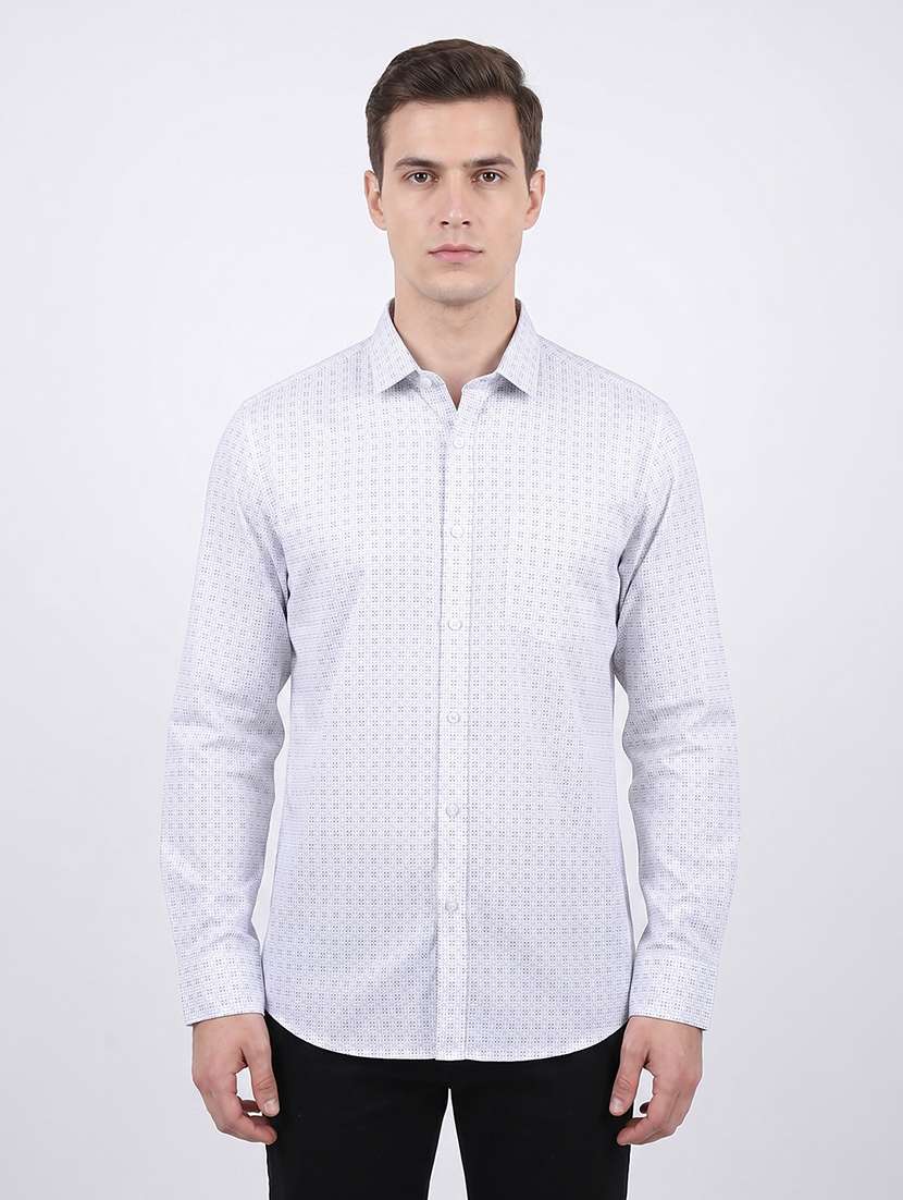 men printed long sleeve regular fit casual shirt