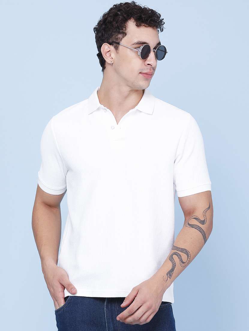 men solid short sleeve regular fit polo t-shirt