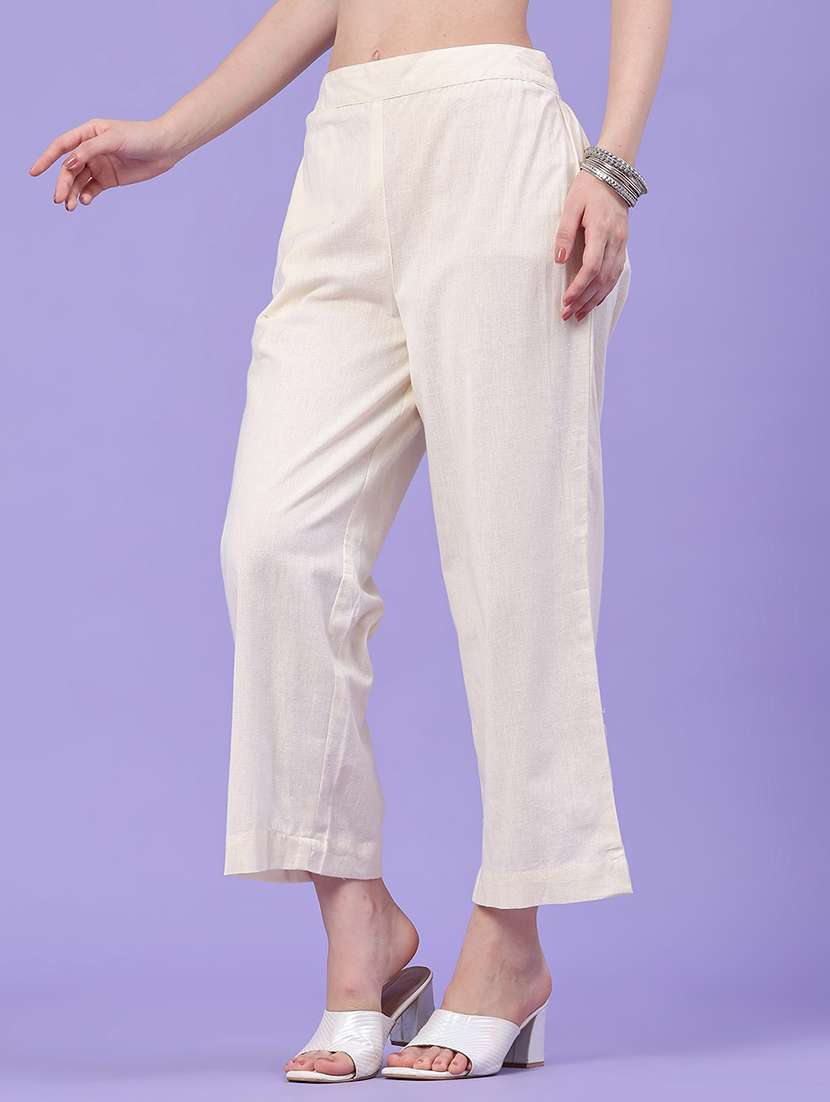 women solid mid rise straight fit trouser - 22385888 -  Standard Image - 3