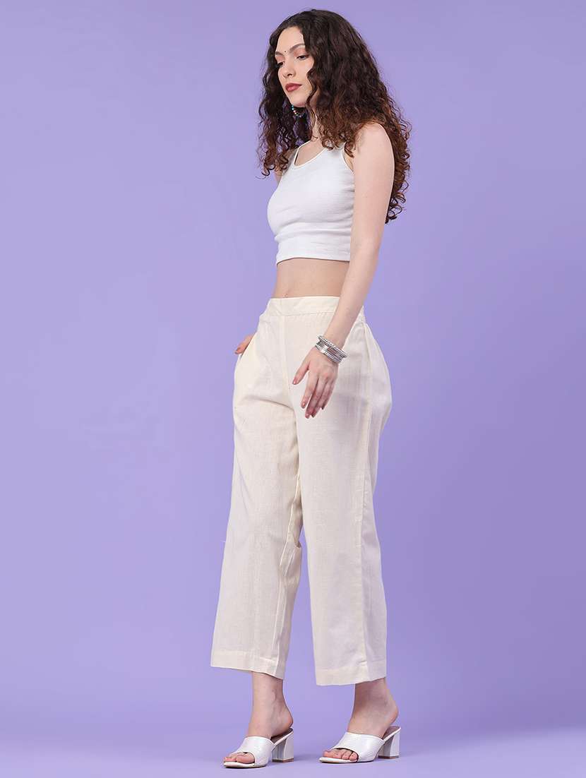 women solid mid rise straight fit trouser - 22385888 -  Standard Image - 5