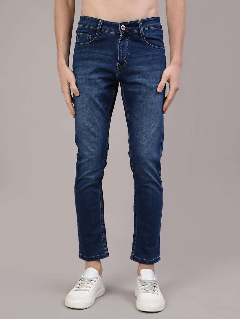 men washed mid rise slim fit jeans