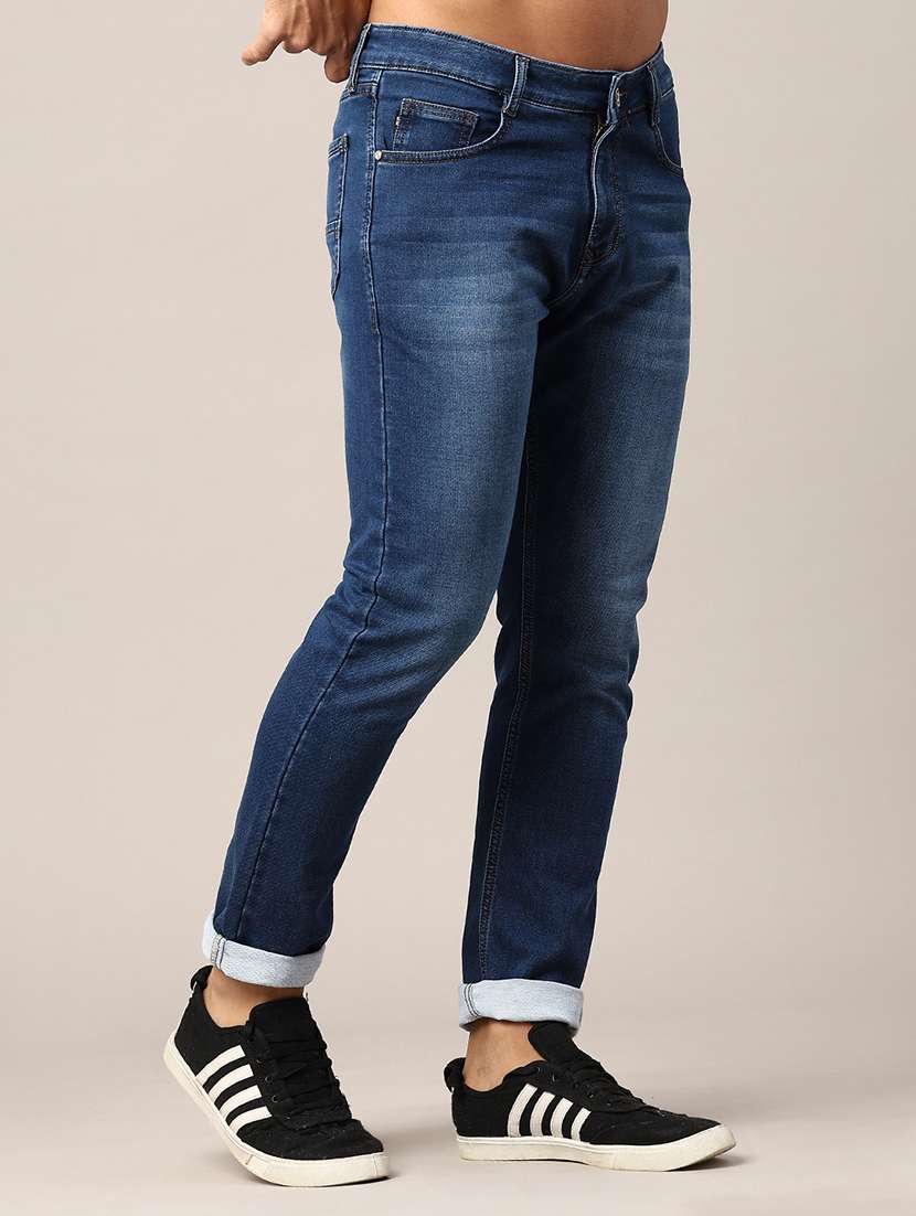 men washed mid rise slim fit jeans