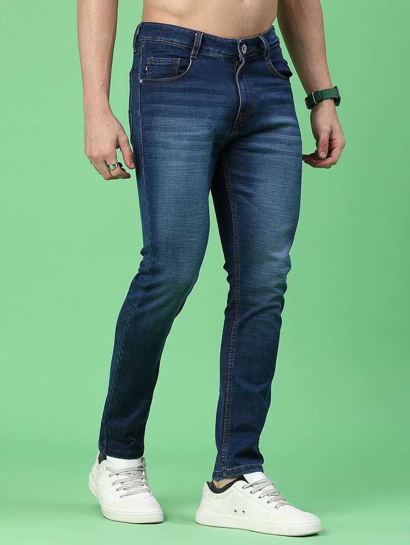 men washed mid rise slim fit jeans