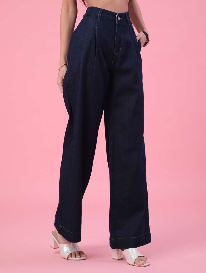 girls solid high rise wide leg jeans - 22386412 -  Standard Image - 3