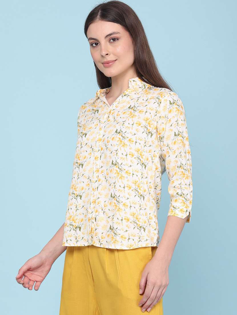 women printed three quarter sleeves regular shirt - 22386415 -  Standard Image - 3