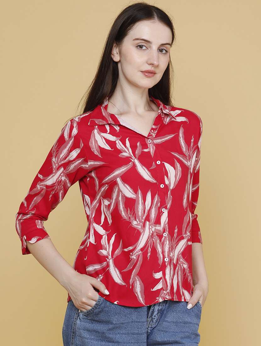 women printed three quarter sleeves regular shirt - 22386416 -  Standard Image - 3