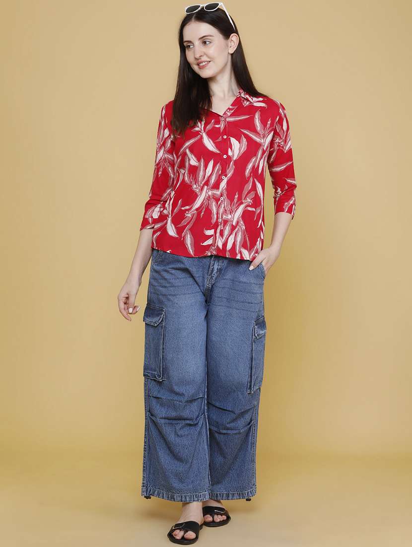women printed three quarter sleeves regular shirt - 22386416 -  Standard Image - 5