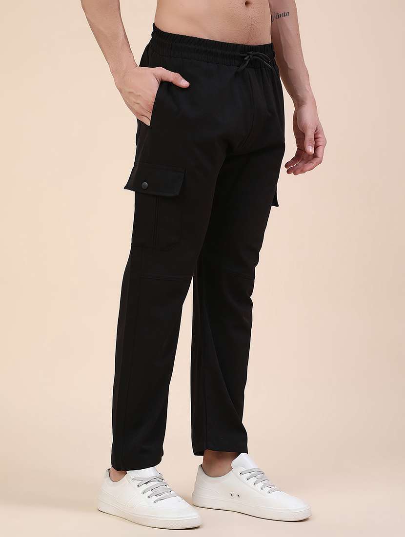 men solid mid rise regular fit cargo  - 22386438 -  Standard Image - 3