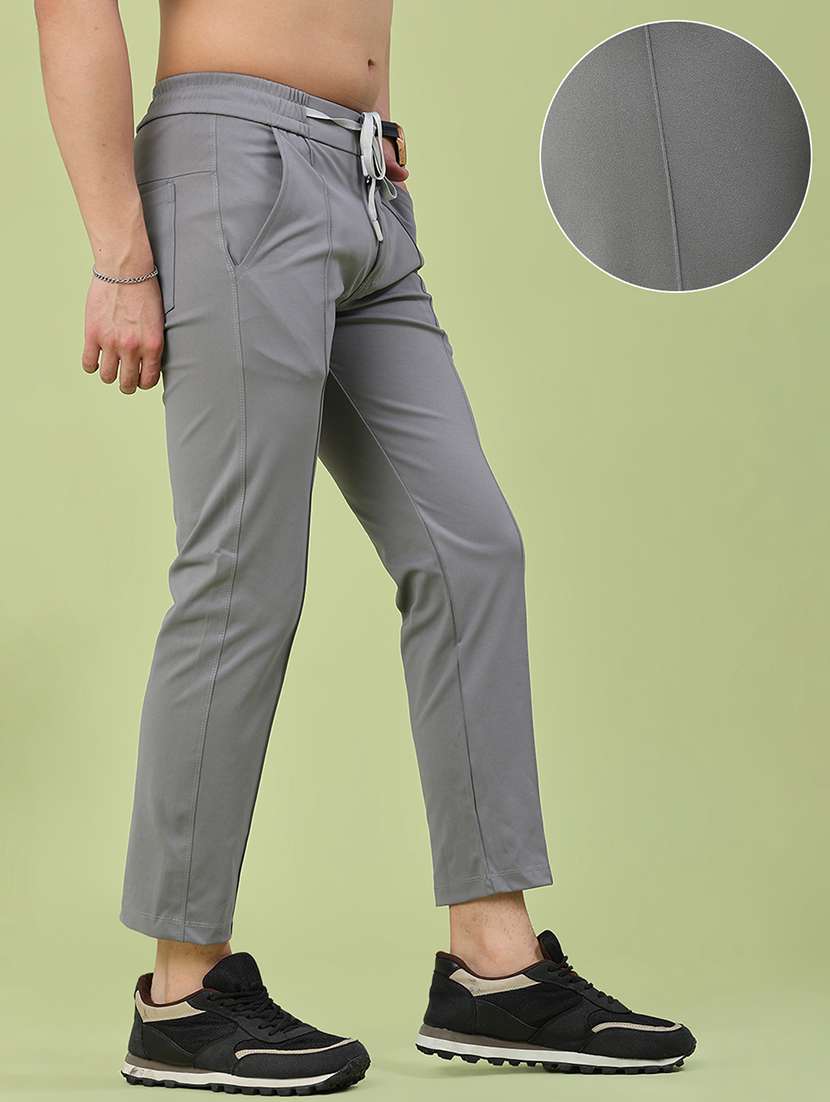 men solid mid rise flat front trouser - 22386471 -  Standard Image - 3