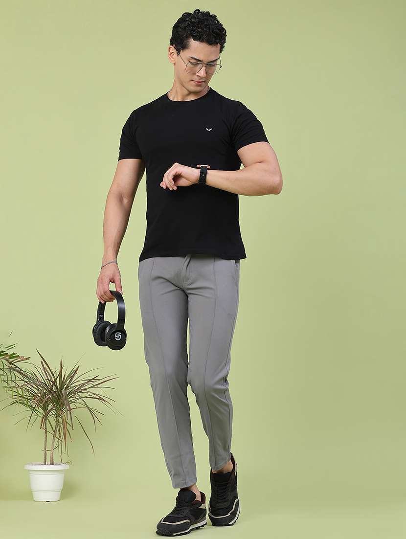 men solid mid rise flat front trouser - 22386471 -  Standard Image - 5