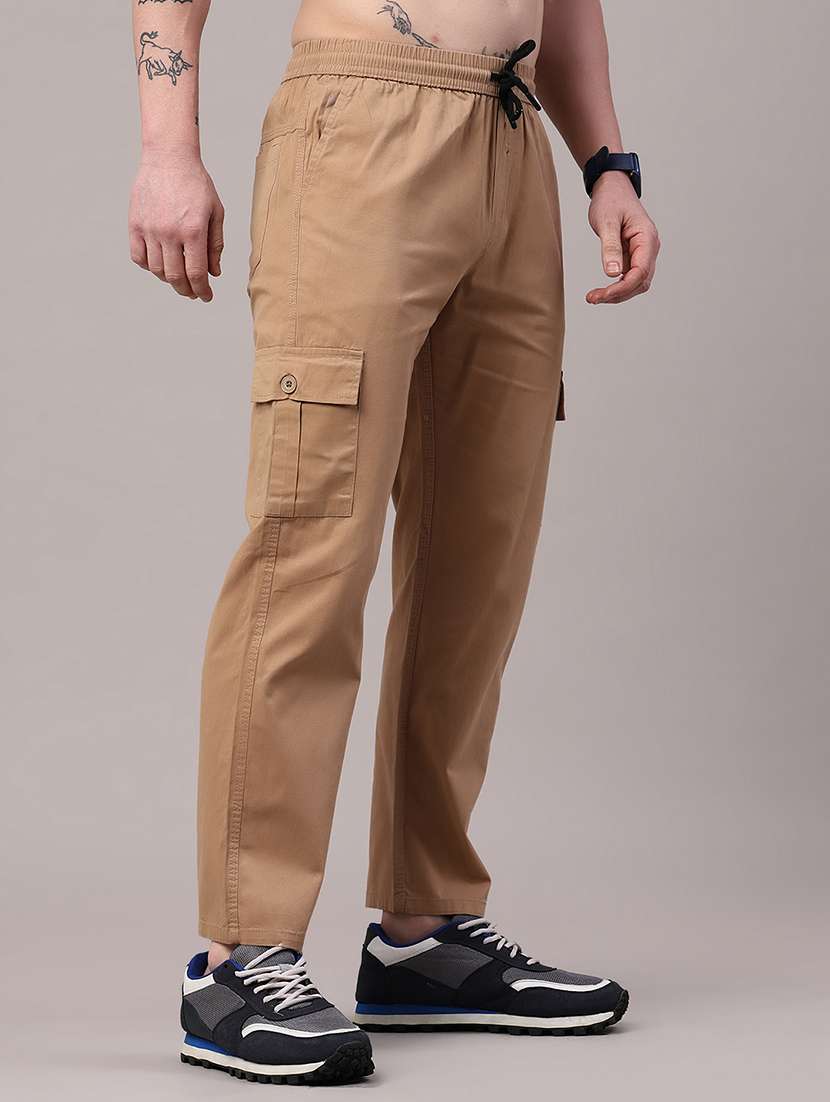men solid mid rise regular fit cargo  - 22386475 -  Standard Image - 3