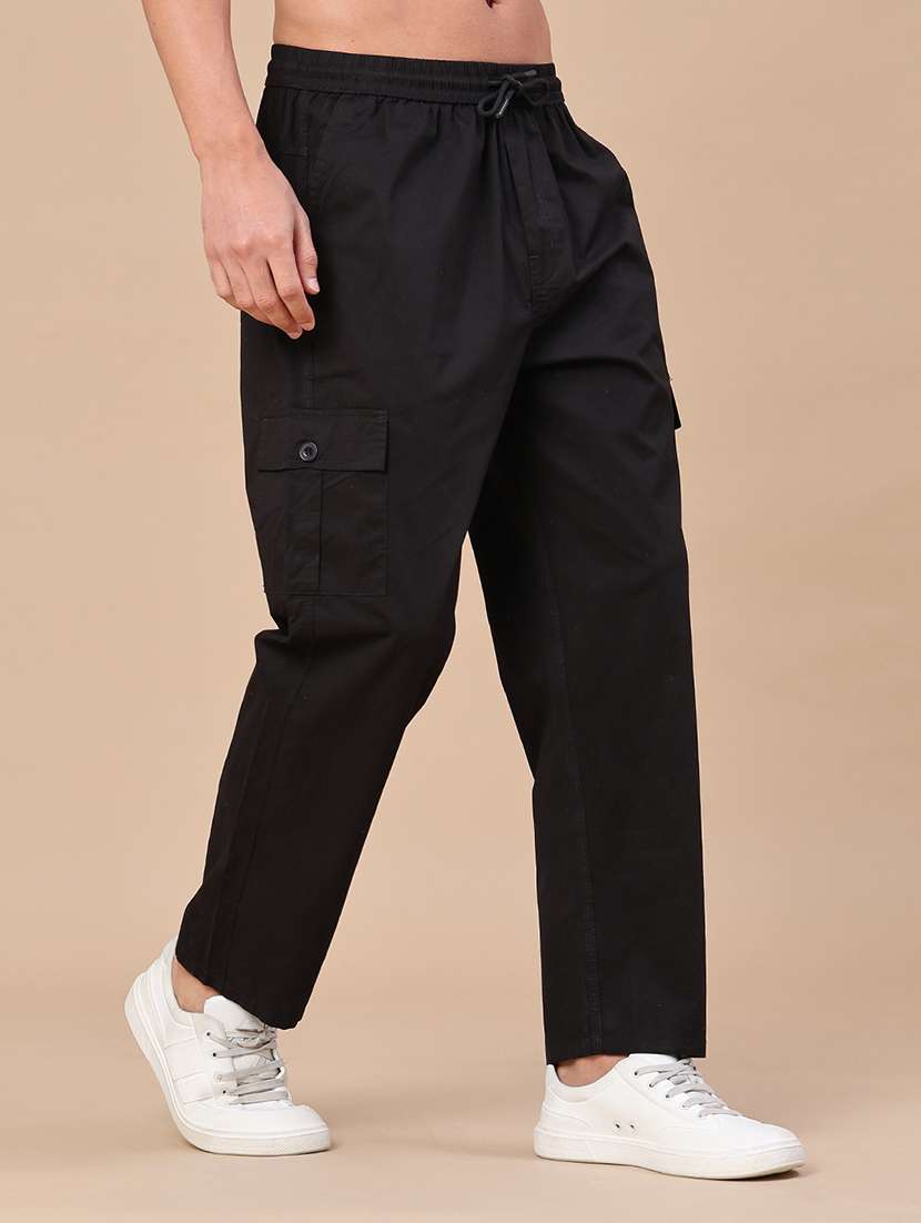 men solid mid rise regular fit cargo  - 22386479 -  Standard Image - 3