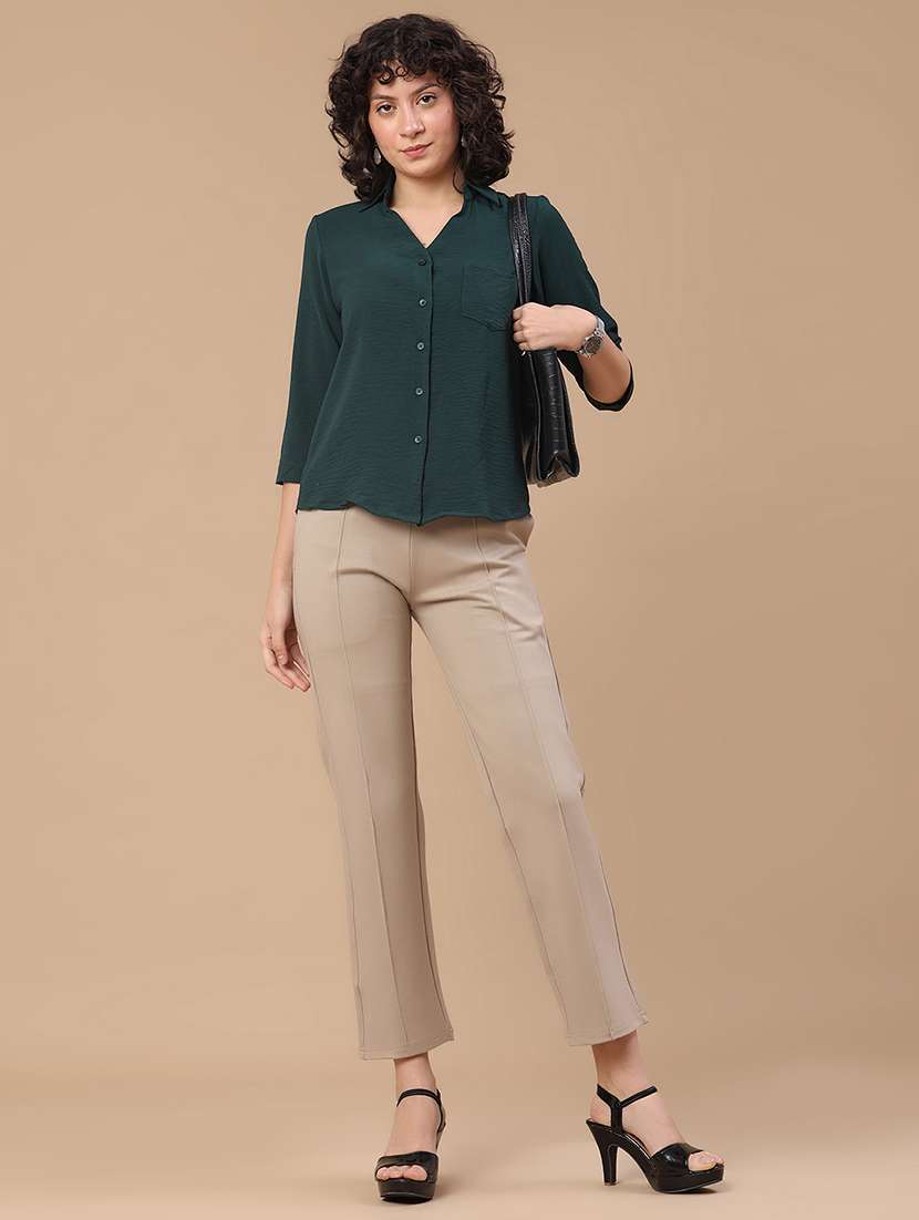 women solid collared regular shirt - 22386484 -  Standard Image - 5