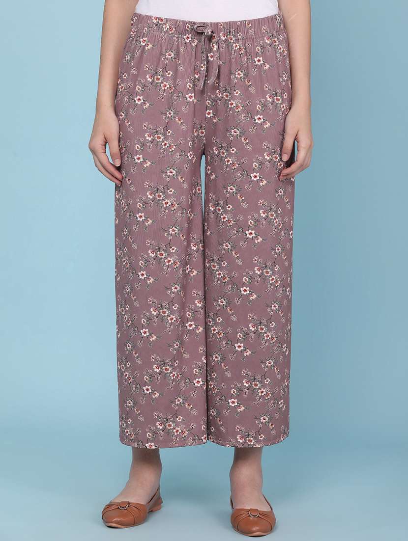 women floral printed mid rise palazzo
