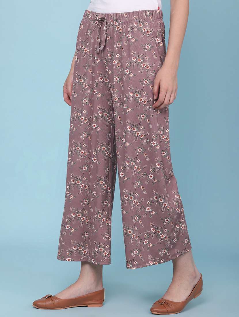 women floral printed mid rise palazzo - 22386496 -  Standard Image - 3