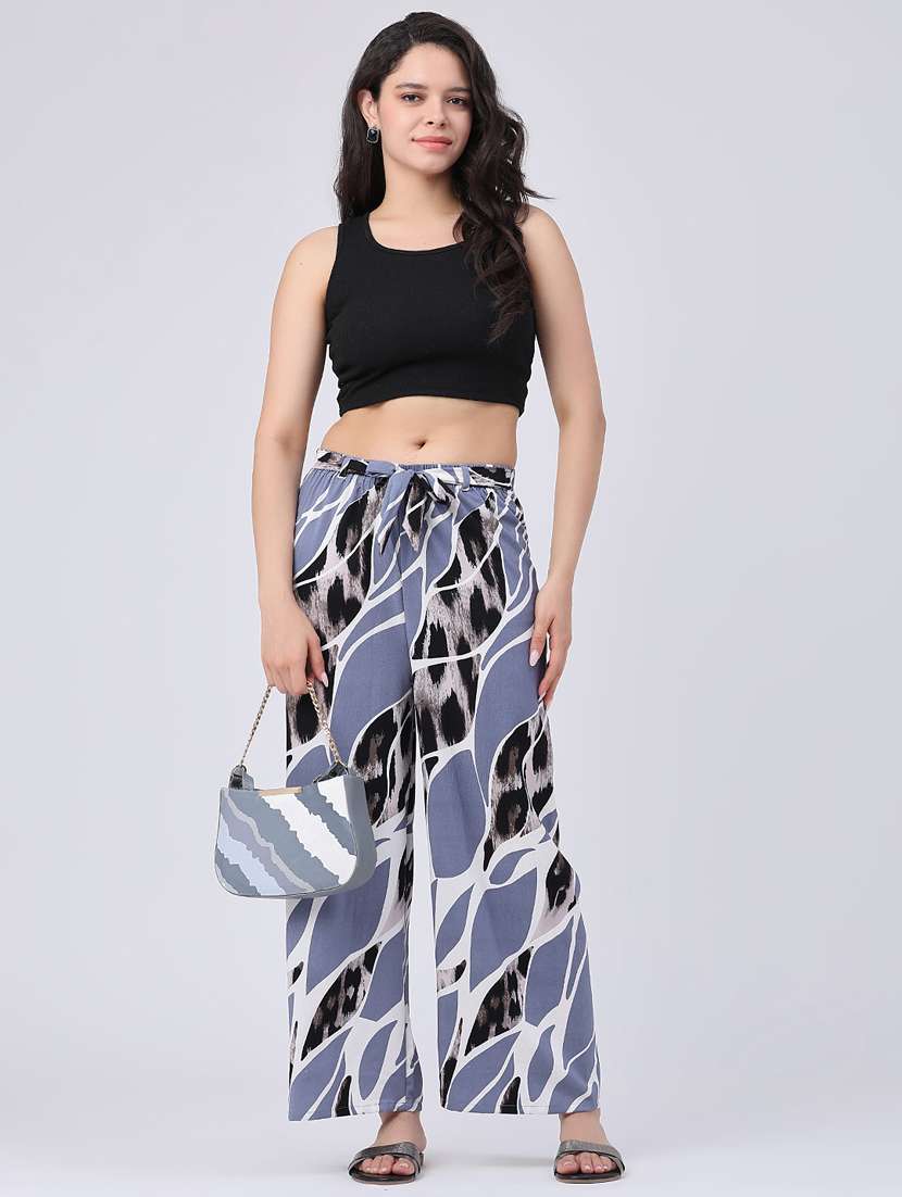 women printed mid rise wide leg trouser - 22386505 -  Standard Image - 5