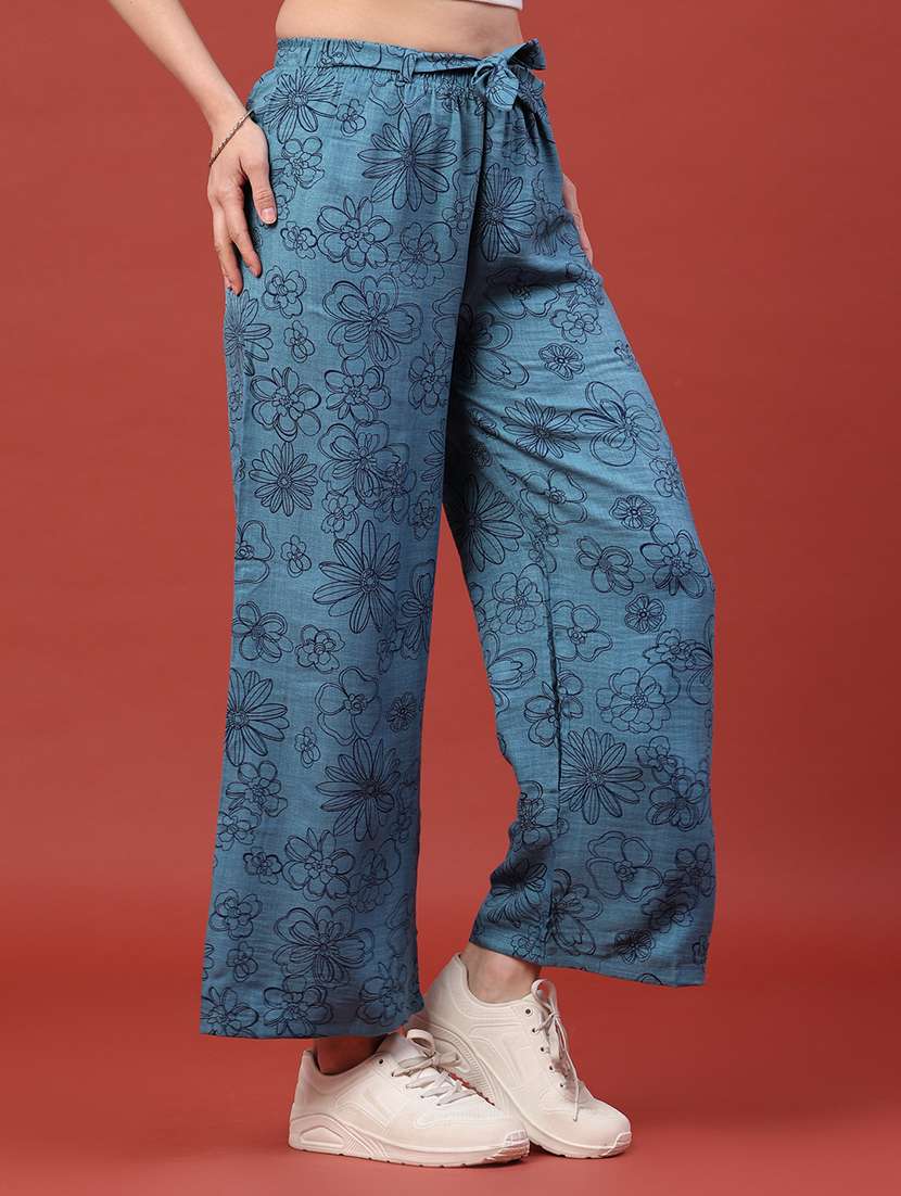 women printed mid rise wide leg trouser - 22386521 -  Standard Image - 3